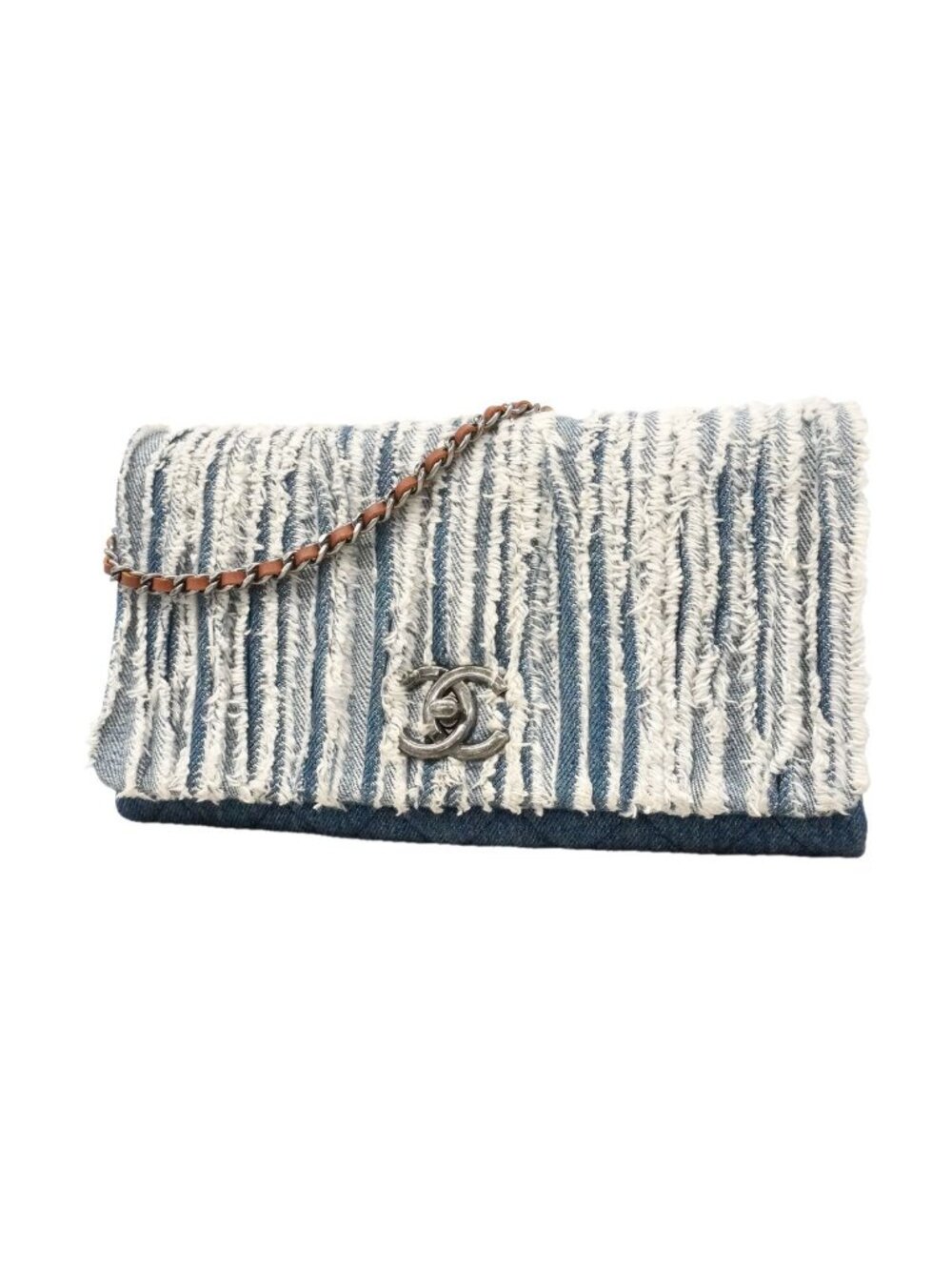 Chanel Shoulder Bag Denim Blue Silver